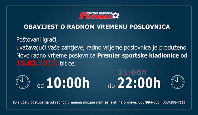 LCD Obavijest o radnom vremenu 15.03.